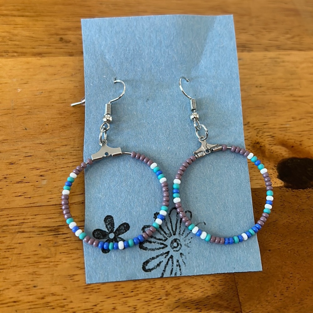 Seed bead hoop earrings